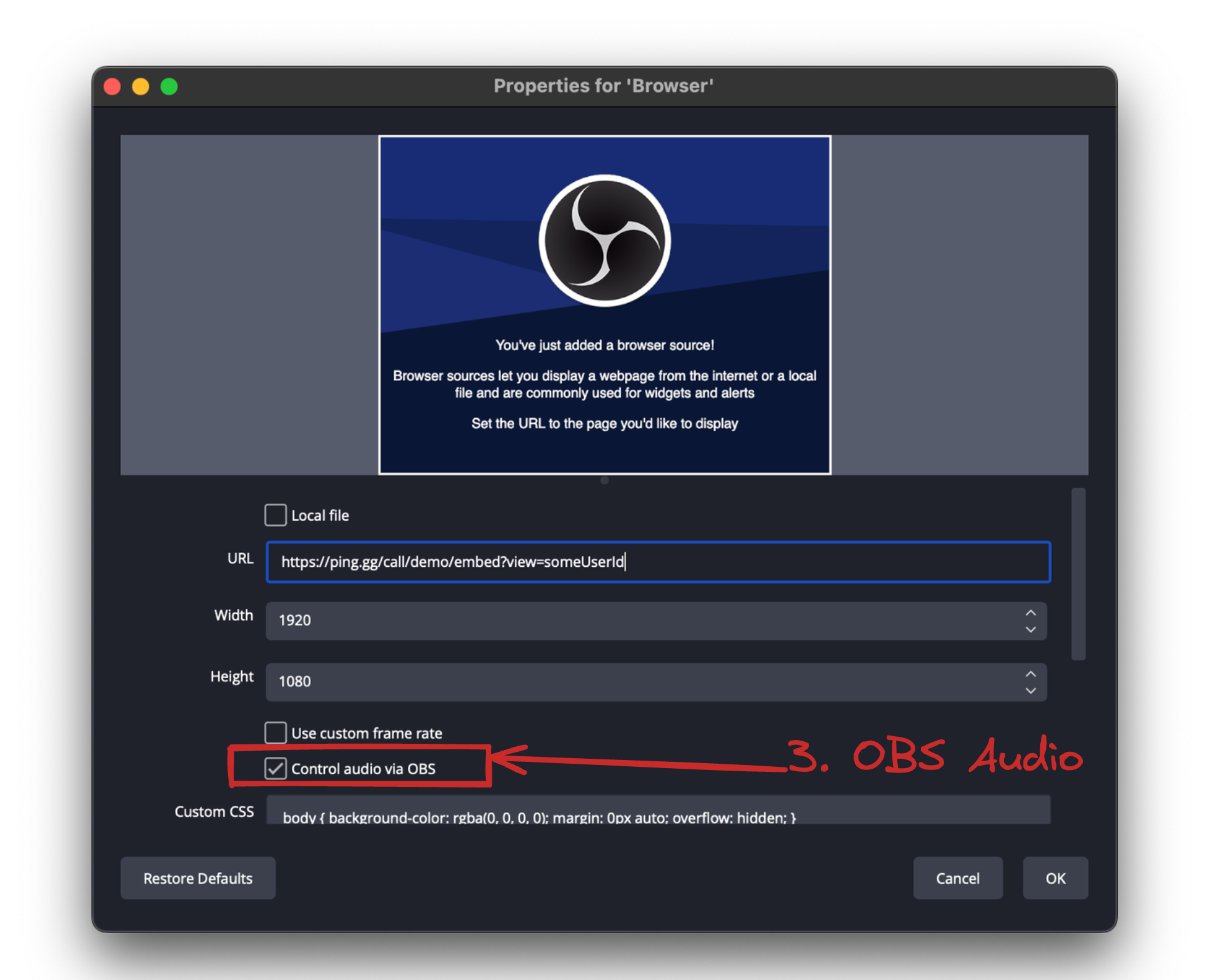 audio controls in browser source