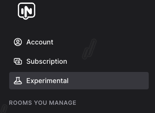 Experimental Settings Page