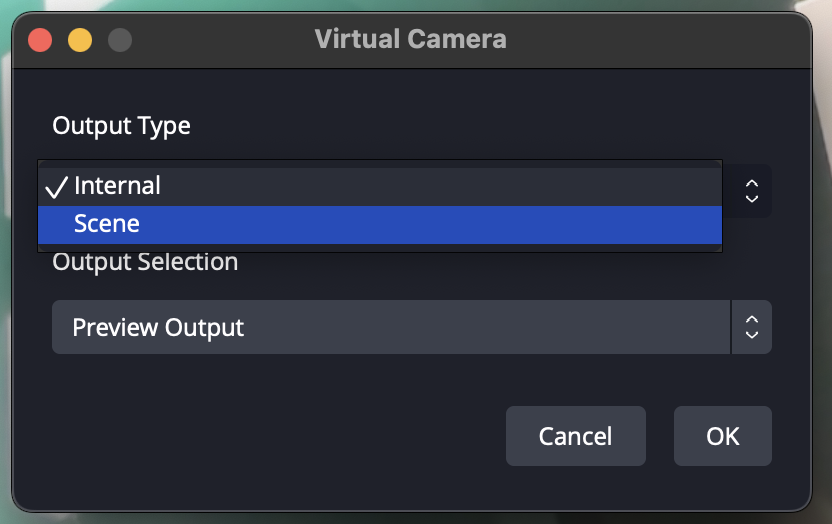 Output Type setting in OBS